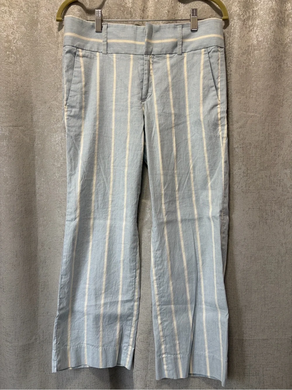 Banana Republic Linen Blend Light Blue Vertical Stripe Chinos 4